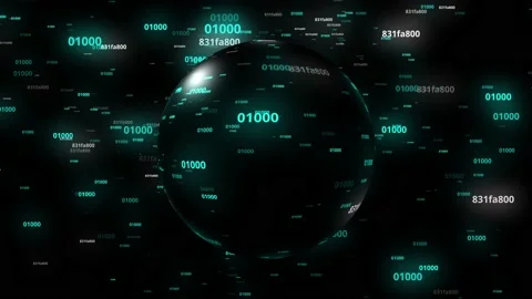 Computer code and data flow through globe matrix Stock Footage 222992874