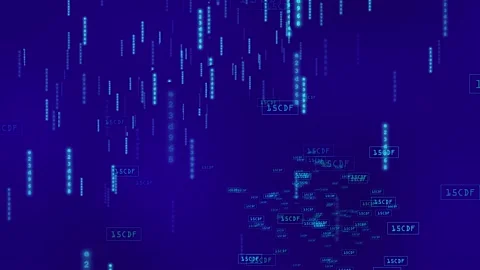 Computer code and data flow through matrix Stock Footage 227200312