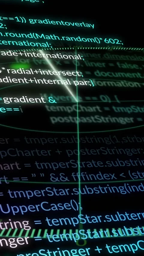 Computer code and data processing animation over dark background with glowing Stock Footage 344370500