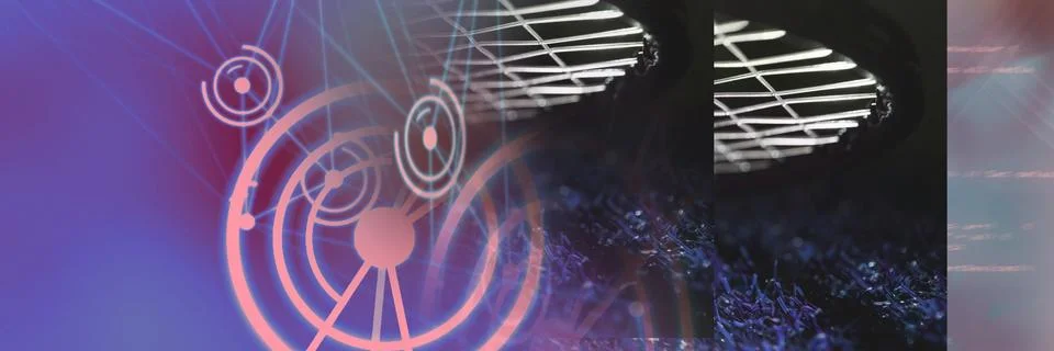 Computer code and network of connection against gradient background, program Stock Illustration