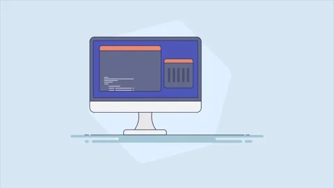 Computer code and web development, cartoon animation. Stock Footage 311576143