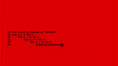 Computer Code Appearing on a Red Screen Stock Footage 208790125