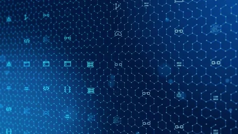 Computer code cloud computing open source honeycomb grid Stock Footage 348609824