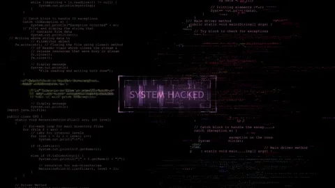 Computer code on digital screen with glitches error glitch VHS damage. Overlay Stock Footage 293152751