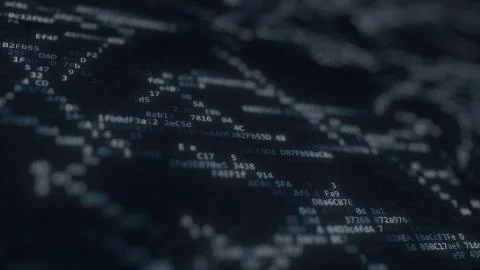 Computer code flashing trails on the screen. 3D rendering Stock Illustration