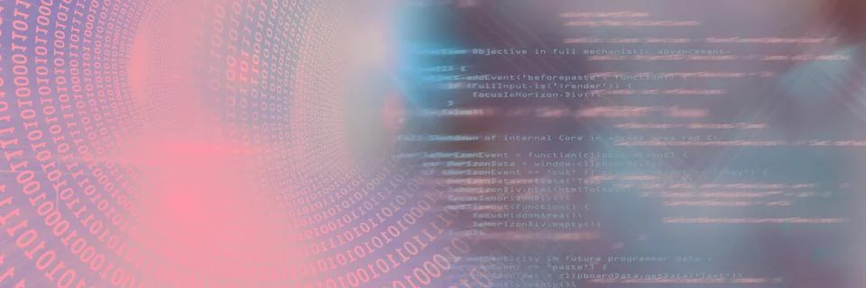 Computer code funnel and data processing against gradient background, program Stock Illustration