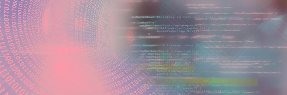 Computer code funnel and data processing against gradient background, program Stock Illustration