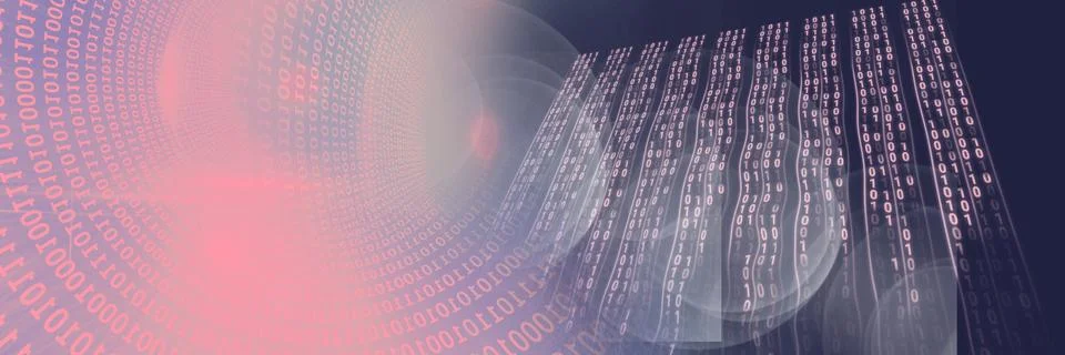 Computer code funnel and data processing against gradient background, program Illustrazione stock