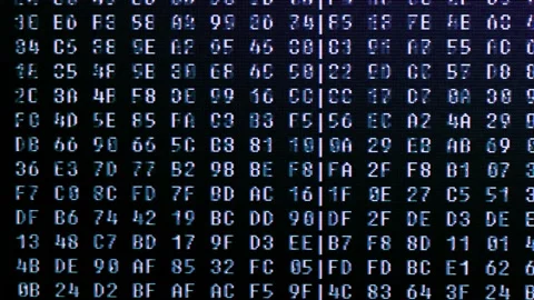 Computer code in hexadecimal Stock Footage 142816133