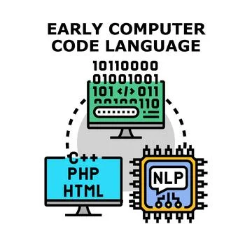 Computer code language development process and programming evolution イラスト素材