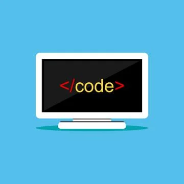 Computer code on monitor. Stock Illustration