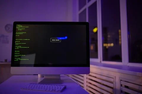 Computer Code On Monitor Screen Stock Photos