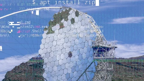 Computer code over satellites Stock Footage 248705737