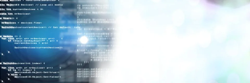 Computer code processing against black and green background, program coding and Foto stock