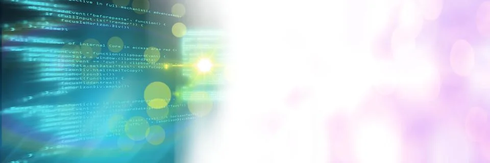 Computer code processing against black and pink background, program coding and Stock Photos