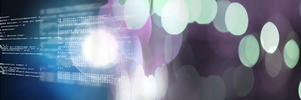 Computer code processing against black and green background, program coding and Stock Photos