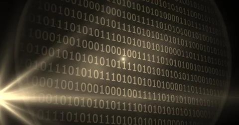 Computer code processing against a black background, program coding and Stock Photos