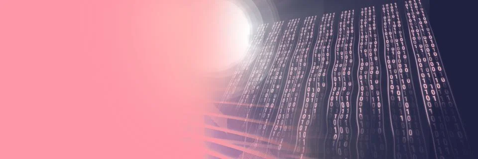 Computer code processing against a pink and gradient background, program coding Stock-Illustration