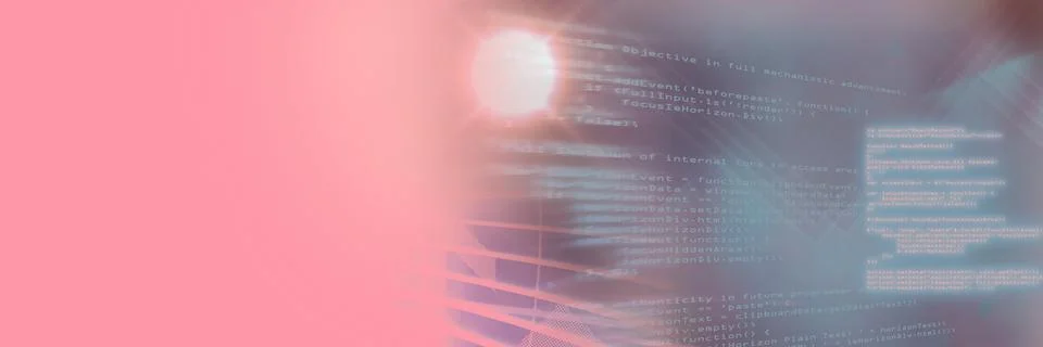 Computer code processing against a pink and gradient background, program coding Stock Illustration