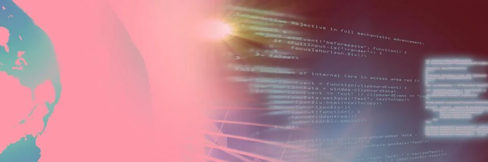 Computer code processing and planet earth against gradient background, program Stock Illustration