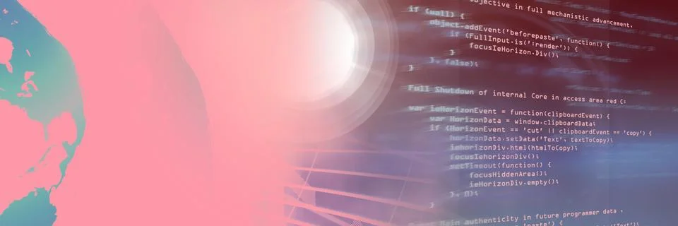 Computer code processing and planet earth against gradient background, program Stock Illustration