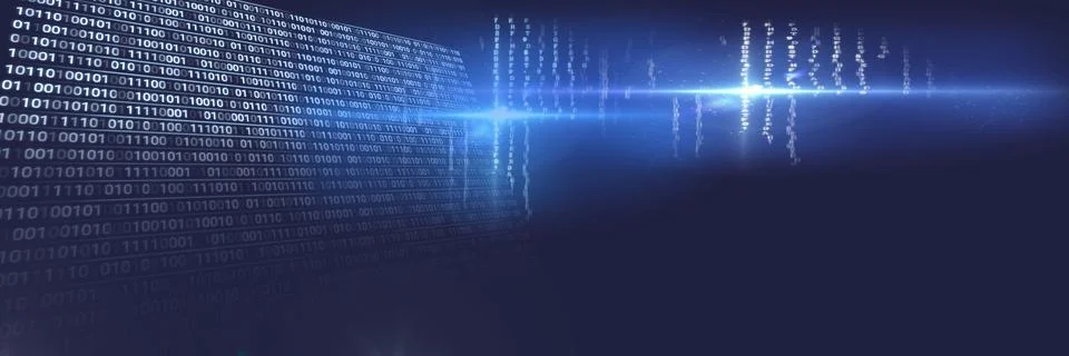 Computer code processing over blue background, technology, programming, and Stock Illustration