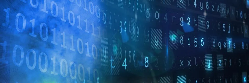 Computer code processing over blue background, technology, programming, and イラスト素材