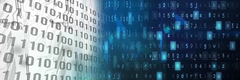 Computer code processing over blue background, technology, programming, and Stock Illustration