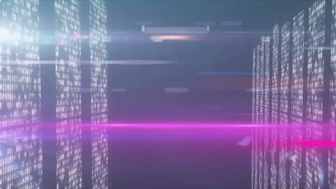 Computer code processing over pink background technology programming and Stock Footage 329853957