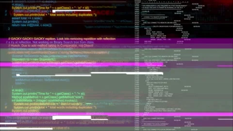 Computer Code Programming Hacking Digital Glitch Overlay Effect Background Stock Footage 293154725