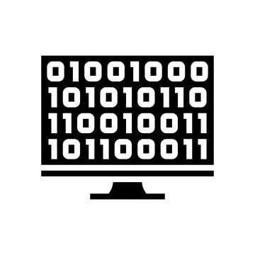 Computer code research development glyph icon vector illustration Stock Illustration