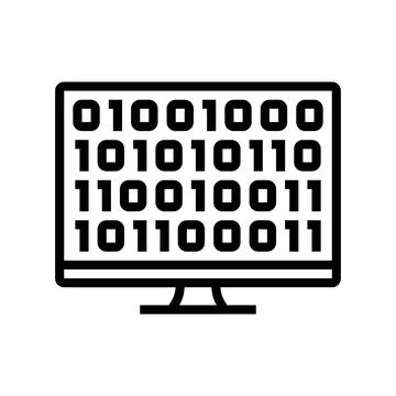 Computer code research development line icon vector illustration Illustrazione stock