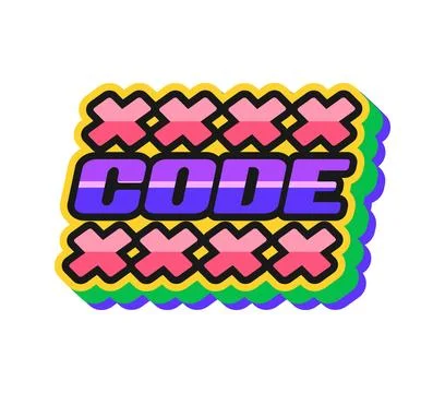 Computer code retro Y2K sticker or print Stock Illustration