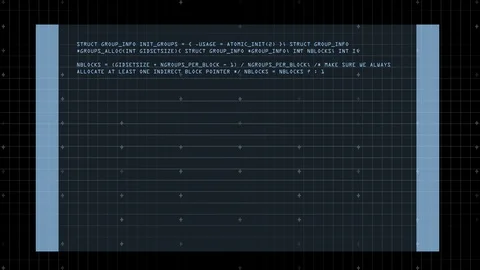 Computer code running animation. Hacker hud 2d footage on dark grid background.  Video stock 119955628