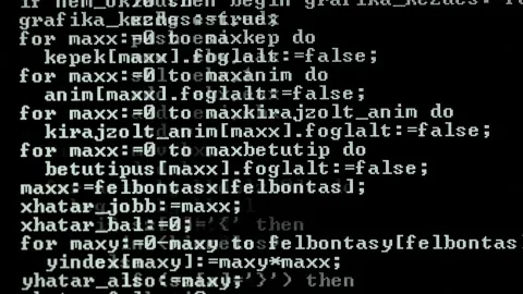 Computer code running on screen Stock Footage 145106564