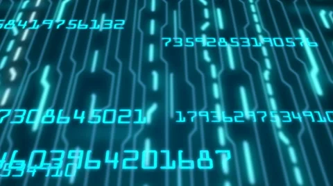 Computer code running in a virtual space. Loopable. Dark Blue. Stock Footage 64331769
