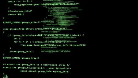 Computer code running in a virtual space. Camera moves through the text Stock Footage 115447681