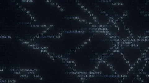 Computer code on the screen. 3D rendering Stock Illustration