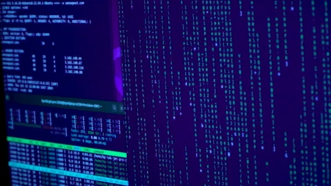 Computer code on a screen, computer hacking concept Stock Footage 282174255