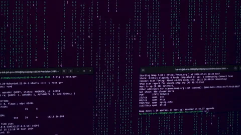 Computer code on a screen, computer hacking concept Stock Footage 282174536