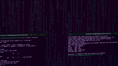 Computer code on a screen, computer hacking concept Stock Footage 282177494