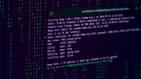 Computer code on a screen, computer hacking concept Stock Footage 282177530