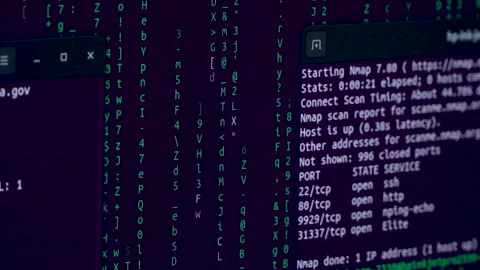 Computer code on a screen, computer hacking concept Stock Footage 282177823
