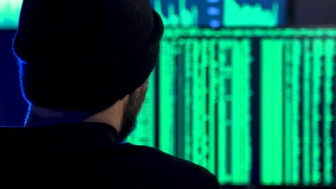 Computer code on a screen, computer hacking concept Stock Footage 282178806