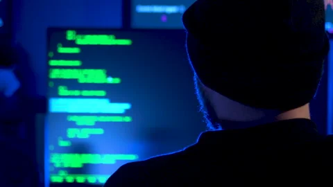 Computer code on a screen, computer hacking concept Stock Footage 282178820