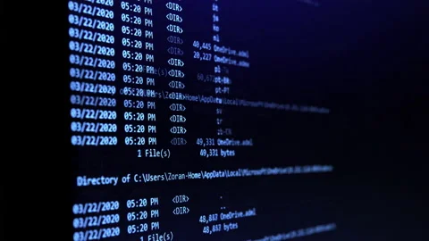 Computer code on a screen erasing data, representing a computer virus / malwa Stock Footage 142338821