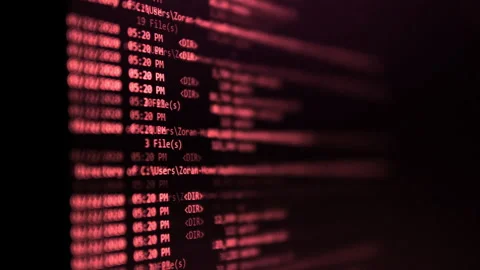 Computer code on a screen erasing data, representing a computer virus / malwa Stock Footage 147710435
