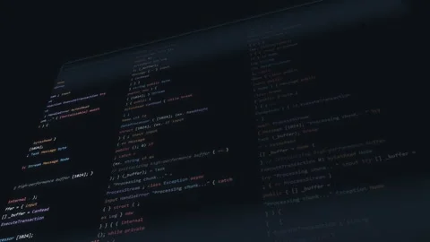 Computer code scrolling on dark screen Stock Footage 340940189