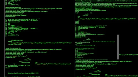 Computer code scrolling on  multiple panes Vídeos de archivo 35135294