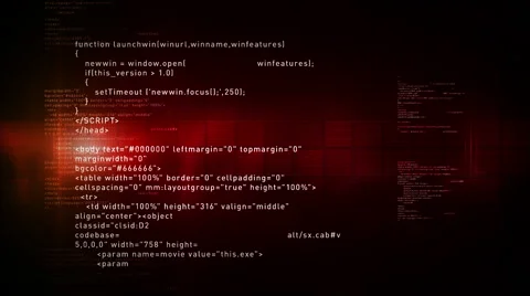 Computer Code Scrolling Red Video stock 51418025